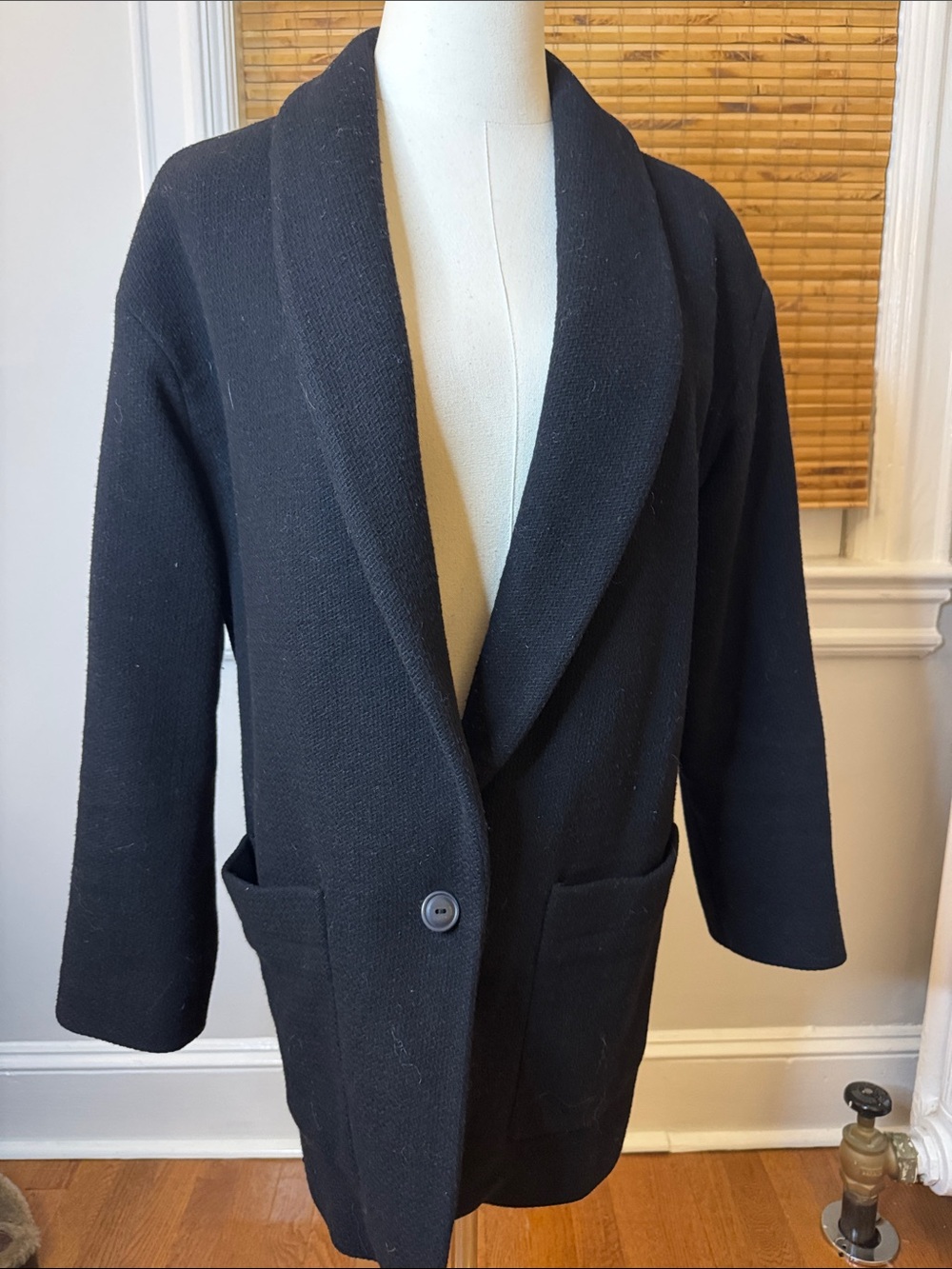 Nili Lotan Black Shawl-Collar Single-Button Coatigan